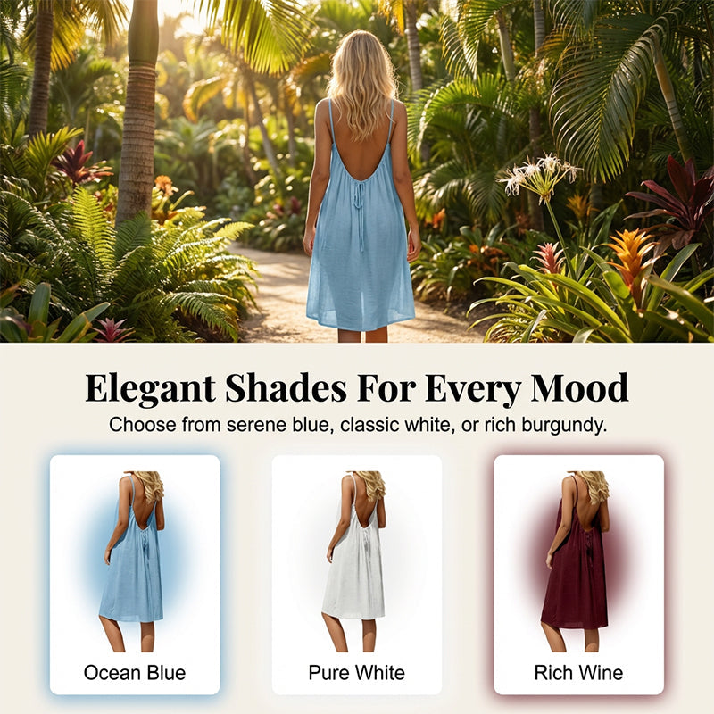 ☀️🏖️Rochie sexy fără spate, cu bretele, cu cordon de strângere reglabil-5
