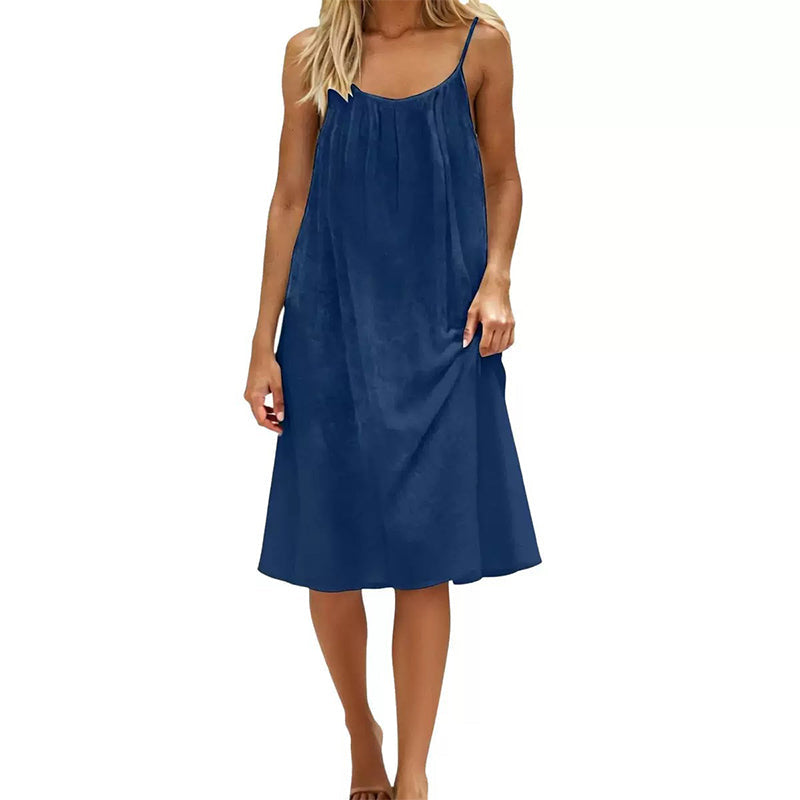 ☀️🏖️Rochie sexy fără spate, cu bretele, cu cordon de strângere reglabil-12