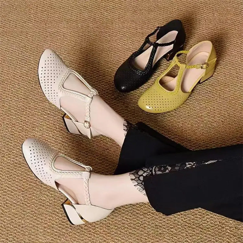 👠🌬️Sandale elegante pentru femei, cu vârful închis și decupaje🌿-1