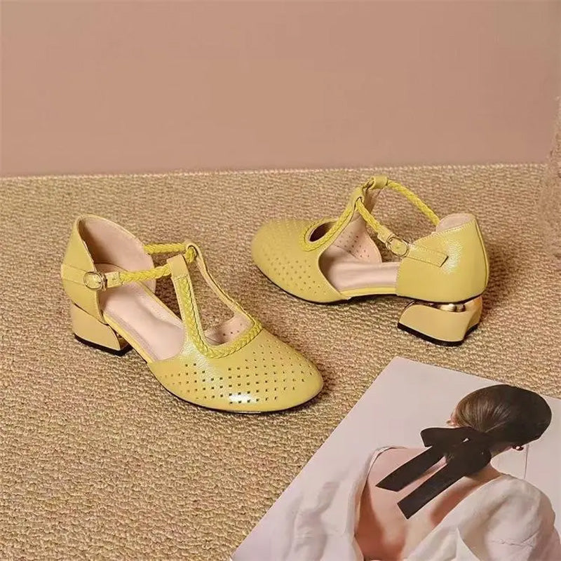 👠🌬️Sandale elegante pentru femei, cu vârful închis și decupaje🌿-3