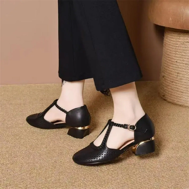 👠🌬️Sandale elegante pentru femei, cu vârful închis și decupaje🌿-4