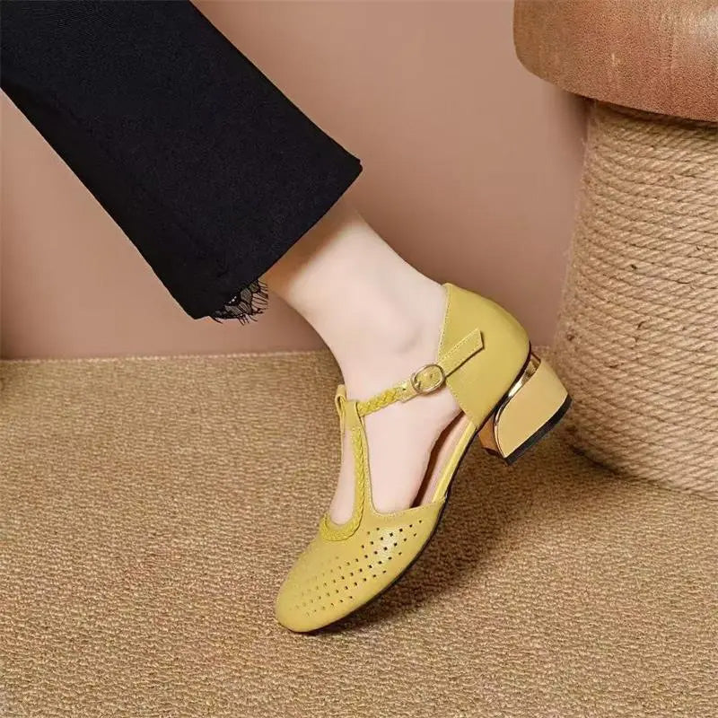 👠🌬️Sandale elegante pentru femei, cu vârful închis și decupaje🌿-6