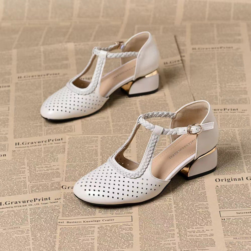 👠🌬️Sandale elegante pentru femei, cu vârful închis și decupaje🌿-9
