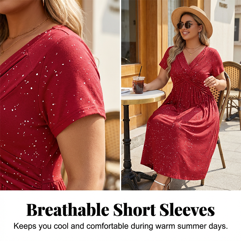 💃👗Rochie elegantă pentru femei, cu decolteu în V și detaliu răsucit în față-5