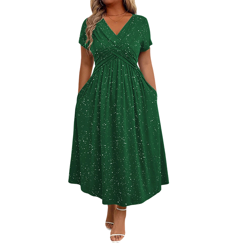 💃👗Rochie elegantă pentru femei, cu decolteu în V și detaliu răsucit în față-11