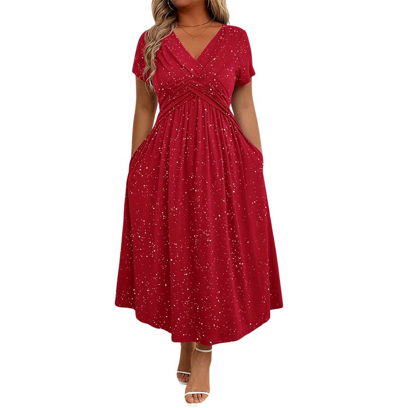 💃👗Rochie elegantă pentru femei, cu decolteu în V și detaliu răsucit în față-9