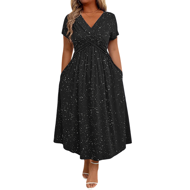 💃👗Rochie elegantă pentru femei, cu decolteu în V și detaliu răsucit în față-13