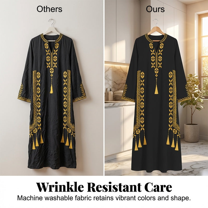 🌟👗Rochie caftan pentru femei, cu imprimeu etnic și decolteu în V🔥-6