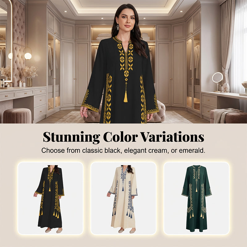 🌟👗Rochie caftan pentru femei, cu imprimeu etnic și decolteu în V🔥-8