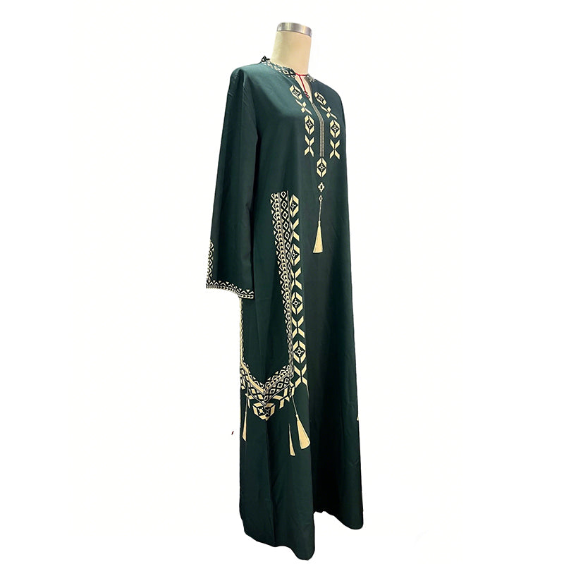 🌟👗Rochie caftan pentru femei, cu imprimeu etnic și decolteu în V🔥-13