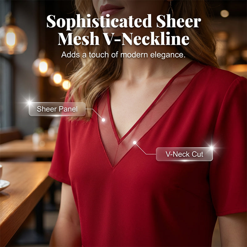 🔥👗Rochie elegantă din plasă cu decolteu în V pentru femei🌠️-2