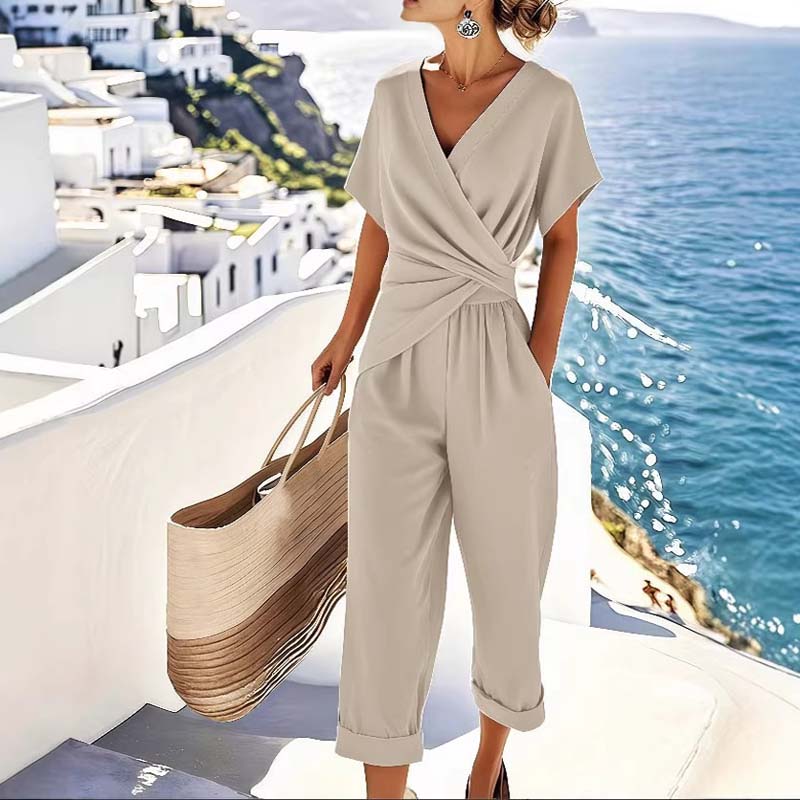 🔥S-5XL💃 Set elegant din două piese, în culori uni – creează instantaneu o siluetă feminină!-8