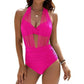 Costum de baie cu decolteu halter pentru femei, cu efect de modelare a taliei