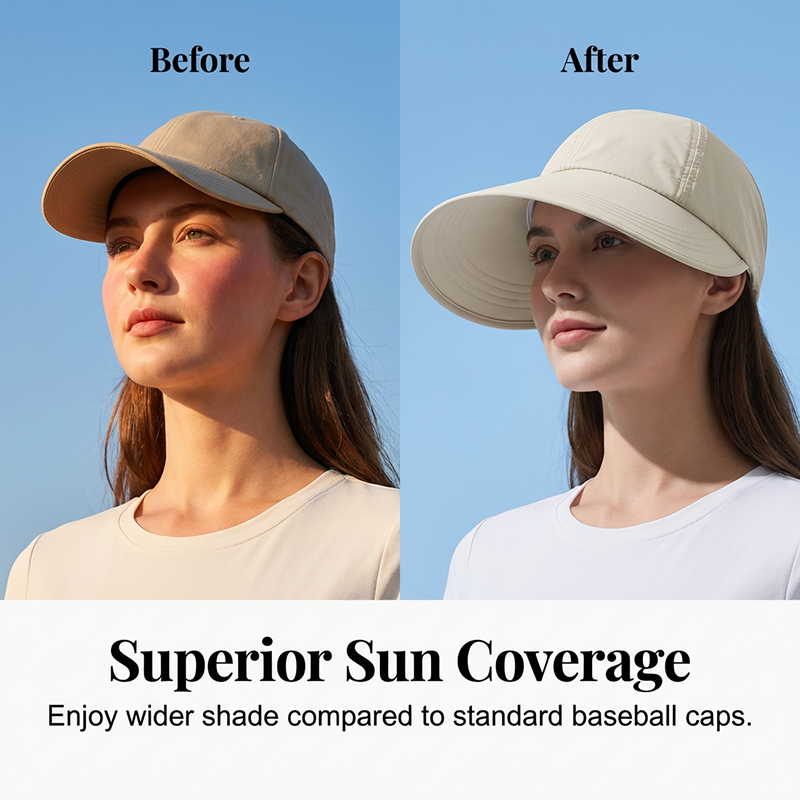 🧢Pălărie de soare pentru femei, cu boruri largi, în stil baseball🌞-2