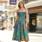 🌷REDUCERE DE ULTIMĂ ZI: 50% reducere!!⌛️👗Rochie midi pentru femei cu imprimeu floral și bretele legate-4