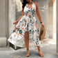 🌸🌹👗Rochie-salopetă pentru femei, cu imprimeu floral, decolteu halter și croi asimetric-1