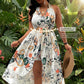 🌸🌹👗Rochie-salopetă pentru femei, cu imprimeu floral, decolteu halter și croi asimetric-5