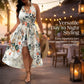 🌸🌹👗Rochie-salopetă pentru femei, cu imprimeu floral, decolteu halter și croi asimetric-7