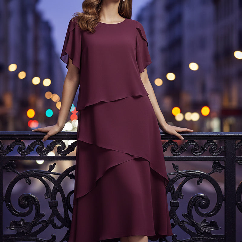 😍👗Rochie elegantă în straturi, cu mâneci fluturate🔥-2
