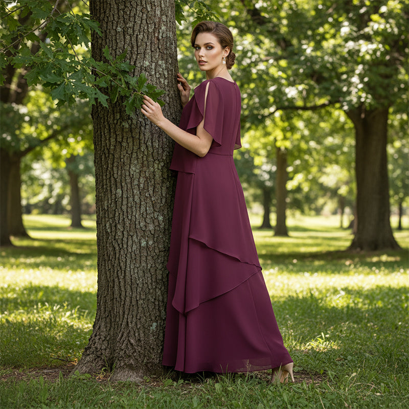 😍👗Rochie elegantă în straturi, cu mâneci fluturate🔥-1