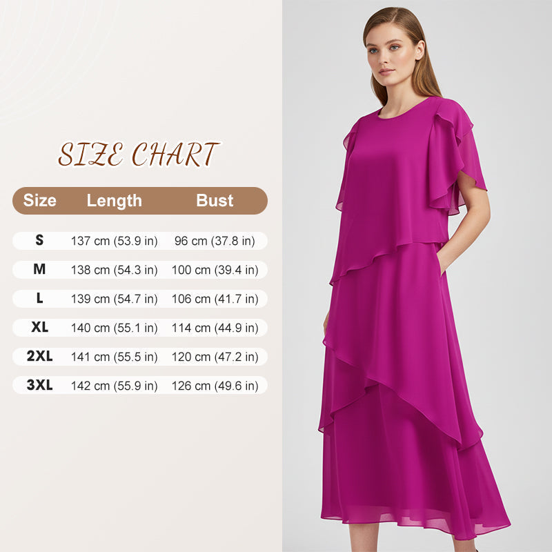 😍👗Rochie elegantă în straturi, cu mâneci fluturate🔥-7