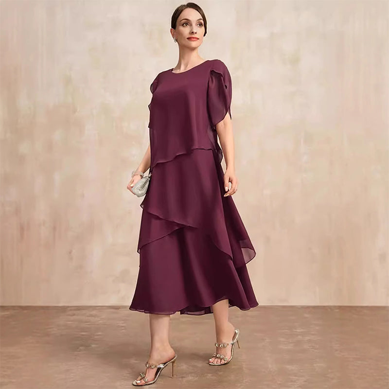 😍👗Rochie elegantă în straturi, cu mâneci fluturate🔥-9