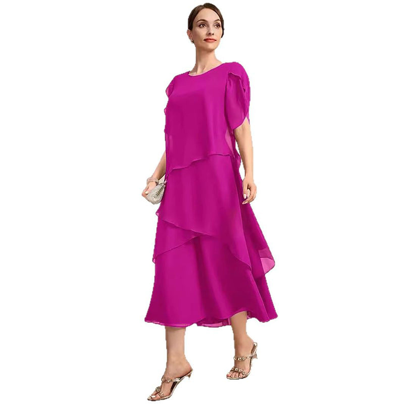 😍👗Rochie elegantă în straturi, cu mâneci fluturate🔥-10