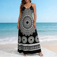 👗Noutate❣️Rochie maxi cu bretele, imprimeu mandala în stil boem-3