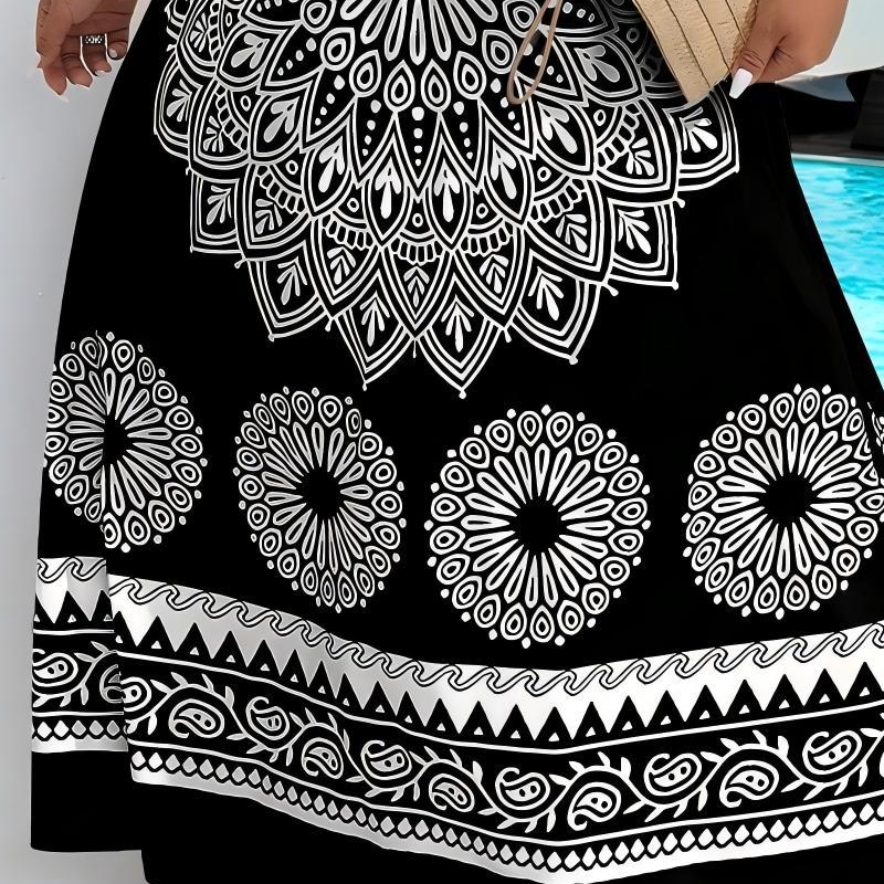 👗Noutate❣️Rochie maxi cu bretele, imprimeu mandala în stil boem-5