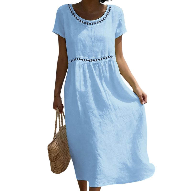 🏖️🌊Rochie casual de vară din dantelă, cu guler rotund🌬️👗-10