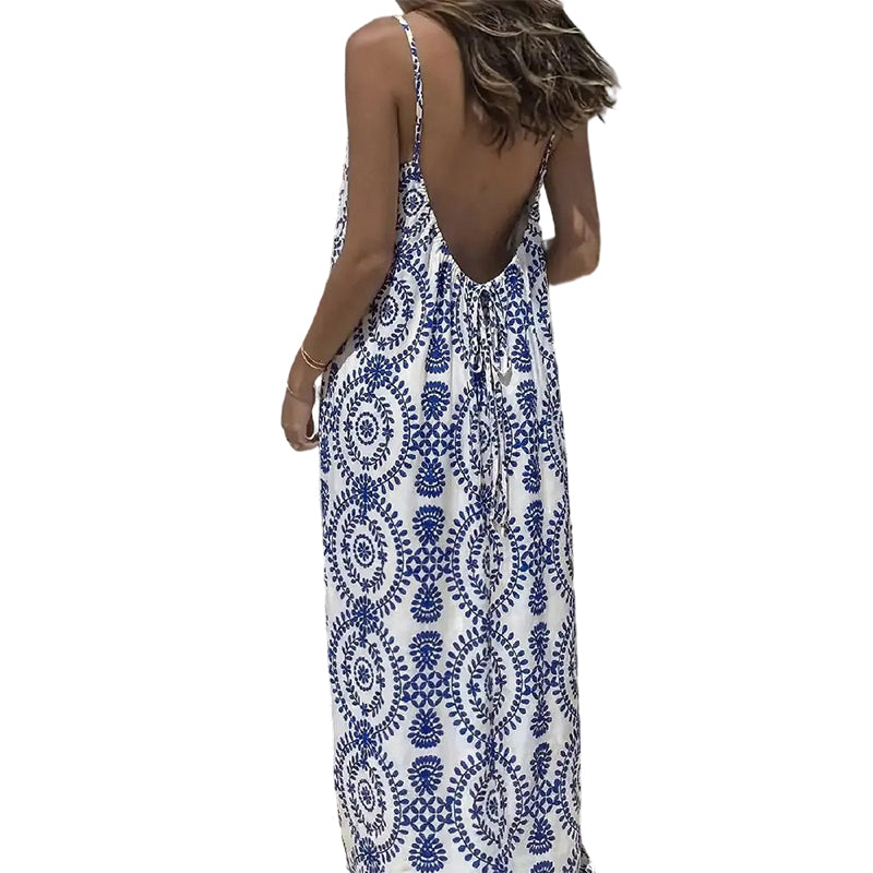 🌸👗Rochie lungă de vară pentru femei, cu spate decupat și bretele subțiri💖-12