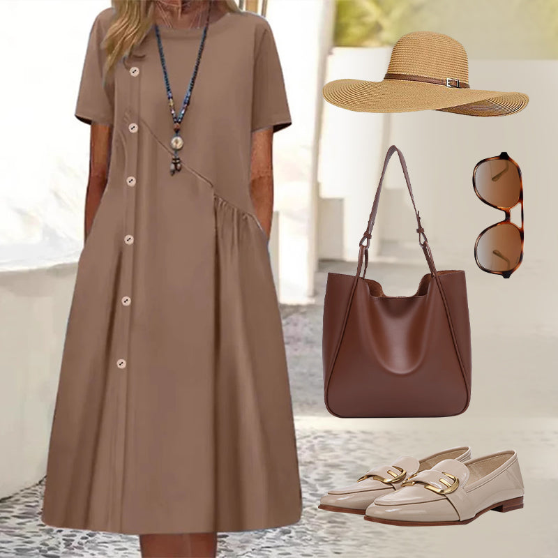 Rochie de damă cu nasturi, la modă-6