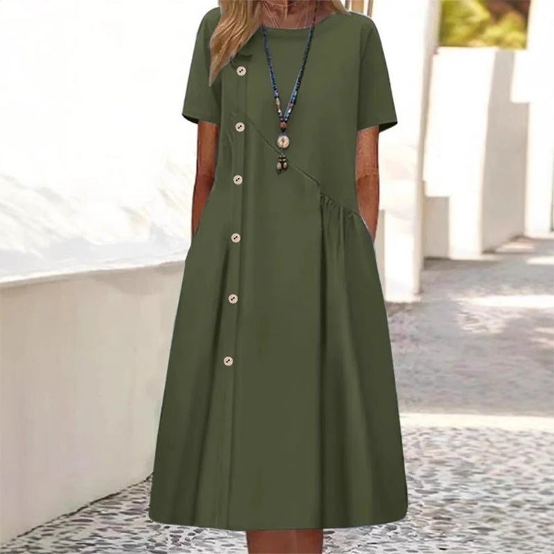 Rochie de damă cu nasturi, la modă-3