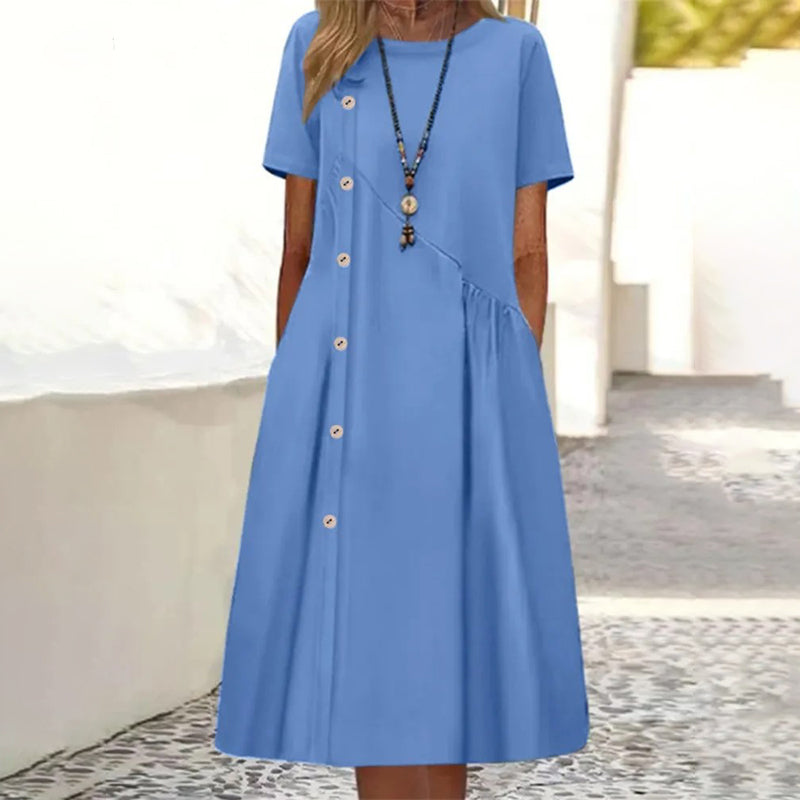 Rochie de damă cu nasturi, la modă-1