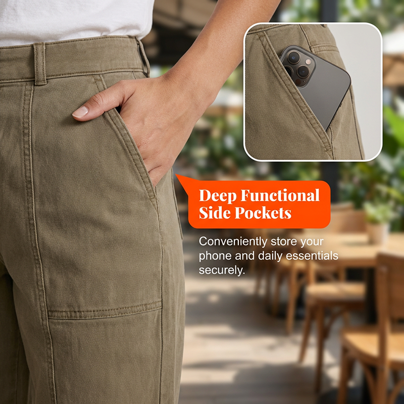 👖 50% REDUCERE ACUM! Pantaloni utilitari pentru femei, cu talie înaltă și croială conică – croială care subțiază silueta, buzunare practice și țesătură rezistentă la șifonare ✨👜-3