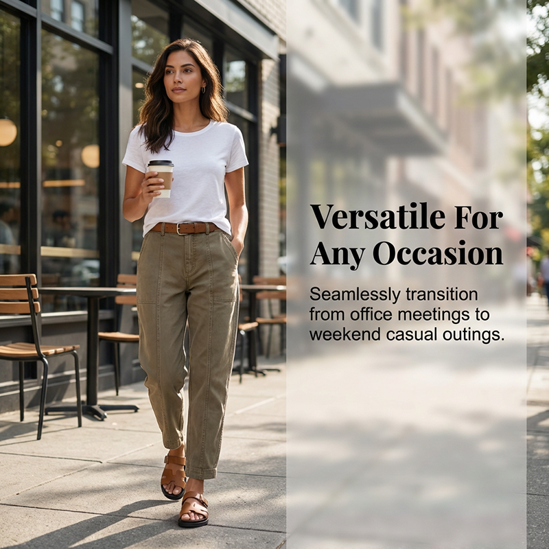 👖 50% REDUCERE ACUM! Pantaloni utilitari pentru femei, cu talie înaltă și croială conică – croială care subțiază silueta, buzunare practice și țesătură rezistentă la șifonare ✨👜-5