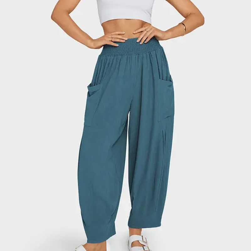 💖😍Pantaloni Harem Casual pentru Femei, Lăși, cu Talie Înaltă👩-3