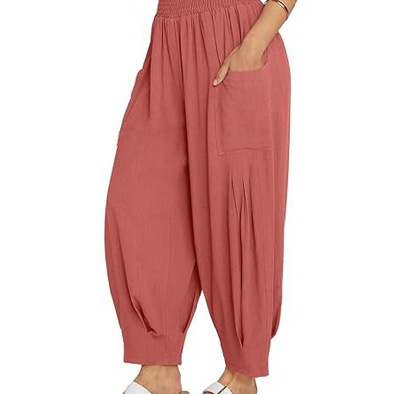 💖😍Pantaloni Harem Casual pentru Femei, Lăși, cu Talie Înaltă👩-7