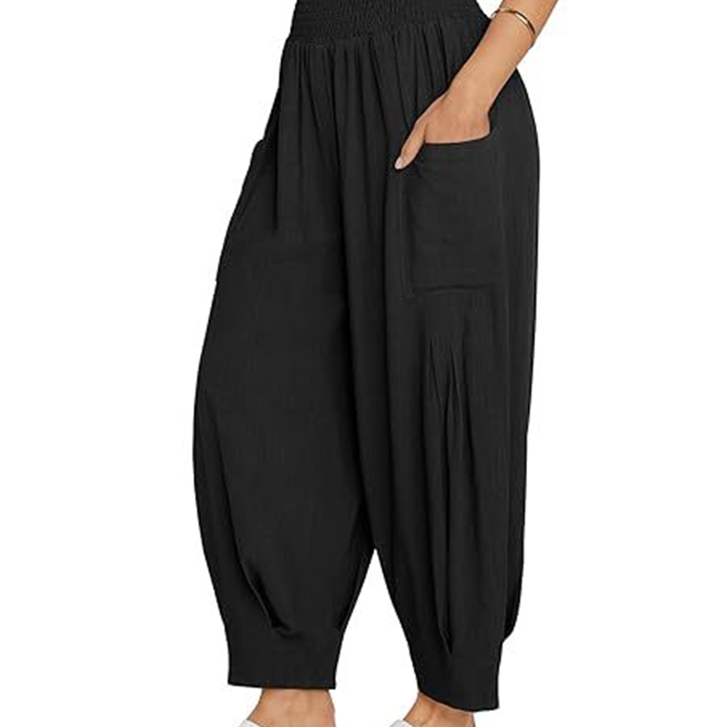 💖😍Pantaloni Harem Casual pentru Femei, Lăși, cu Talie Înaltă👩-9