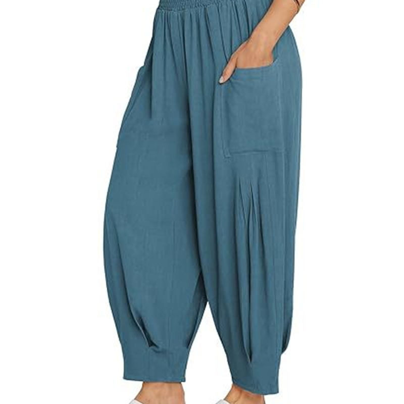 💖😍Pantaloni Harem Casual pentru Femei, Lăși, cu Talie Înaltă👩-11