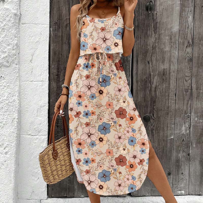 😍👗Rochie midi cu bretele pentru femei, în stil tie-dye🏖️-10