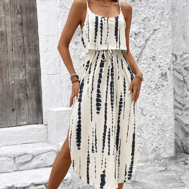 😍👗Rochie midi cu bretele pentru femei, în stil tie-dye🏖️-9