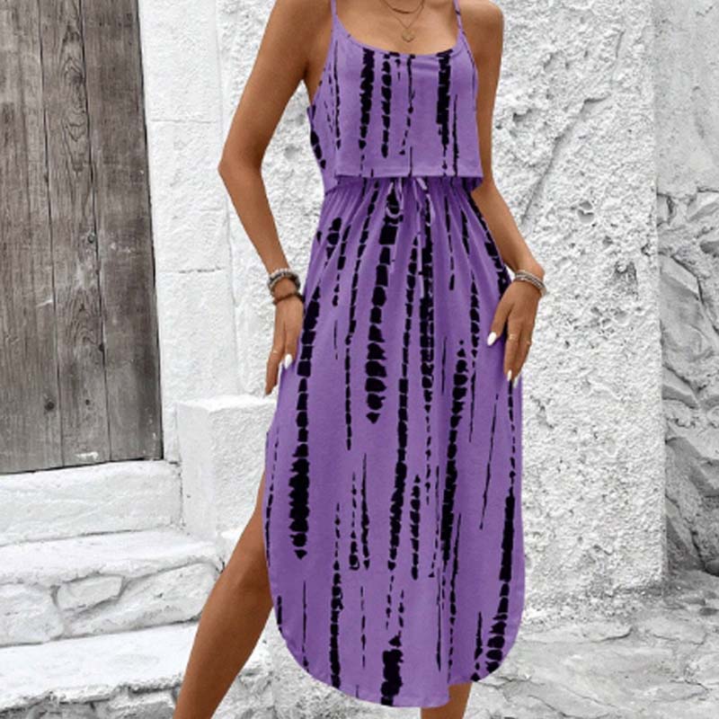😍👗Rochie midi cu bretele pentru femei, în stil tie-dye🏖️-11