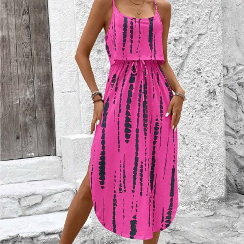 😍👗Rochie midi cu bretele pentru femei, în stil tie-dye🏖️-14