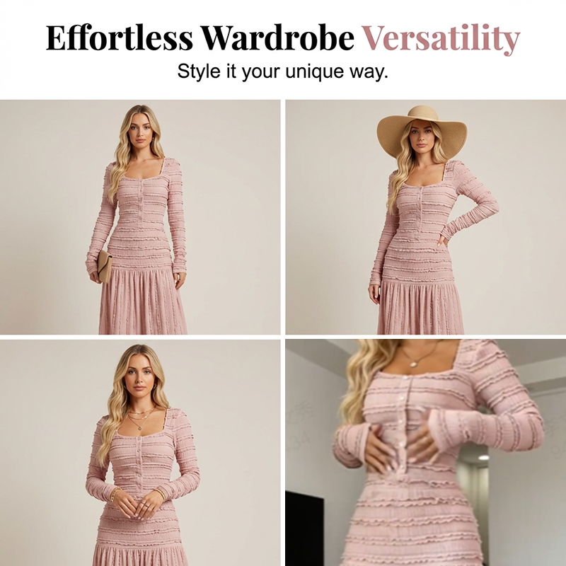 💐50% REDUCERE! Rochie lungă cu decolteu pătrat – Peste 50.000 de bucăți vândute 💕🔥【Ofertă limitată】-7