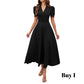 🌞Elegant V-Neck High Waist Dress with Puff Sleeve-9