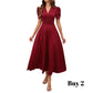 🌞Elegant V-Neck High Waist Dress with Puff Sleeve-12