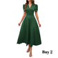 🌞Elegant V-Neck High Waist Dress with Puff Sleeve-26