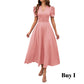 🌞Elegant V-Neck High Waist Dress with Puff Sleeve-27