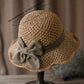 👒Pălărie elegantă de soare din paie împletită, cu fundă 🌞